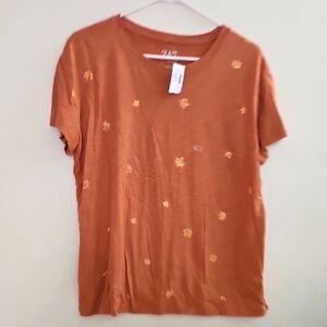 Large Maurices Burnt Orange Tee with Floral‎ Details